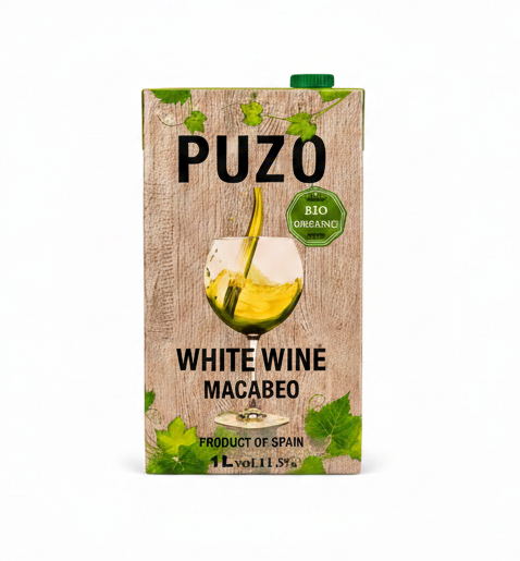 PUZO WHITE WINE MACABEO ORGANIC TETRA PAK - 1L ALC 11.5%